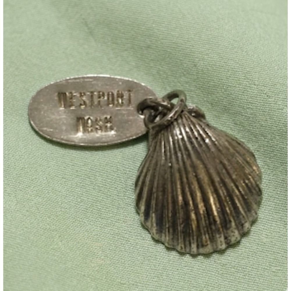 Vintage Sterling Silver Seashell Clam Charm Westport Washington Souvenir Charm